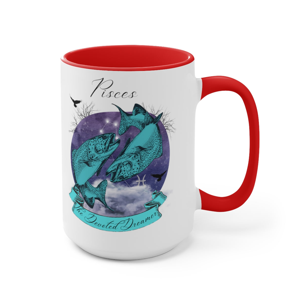 Pisces Zodiac The Devoted Dreamer Two-Tone Coffee Mugs, 15oz | Zodiac Gift Mugs