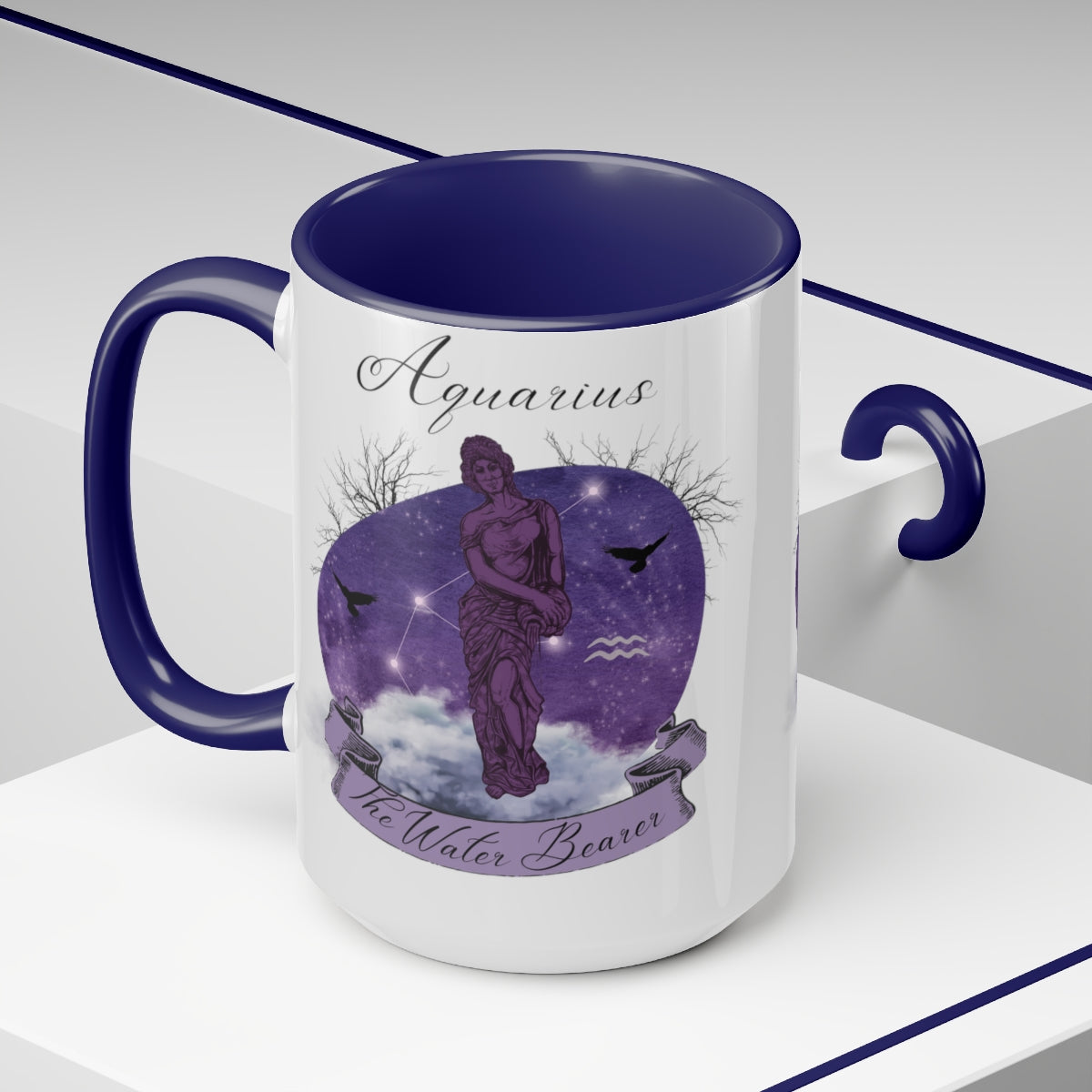 Aquarius Zodiac The Water Bearer Two-Tone Coffee Mugs, 15oz