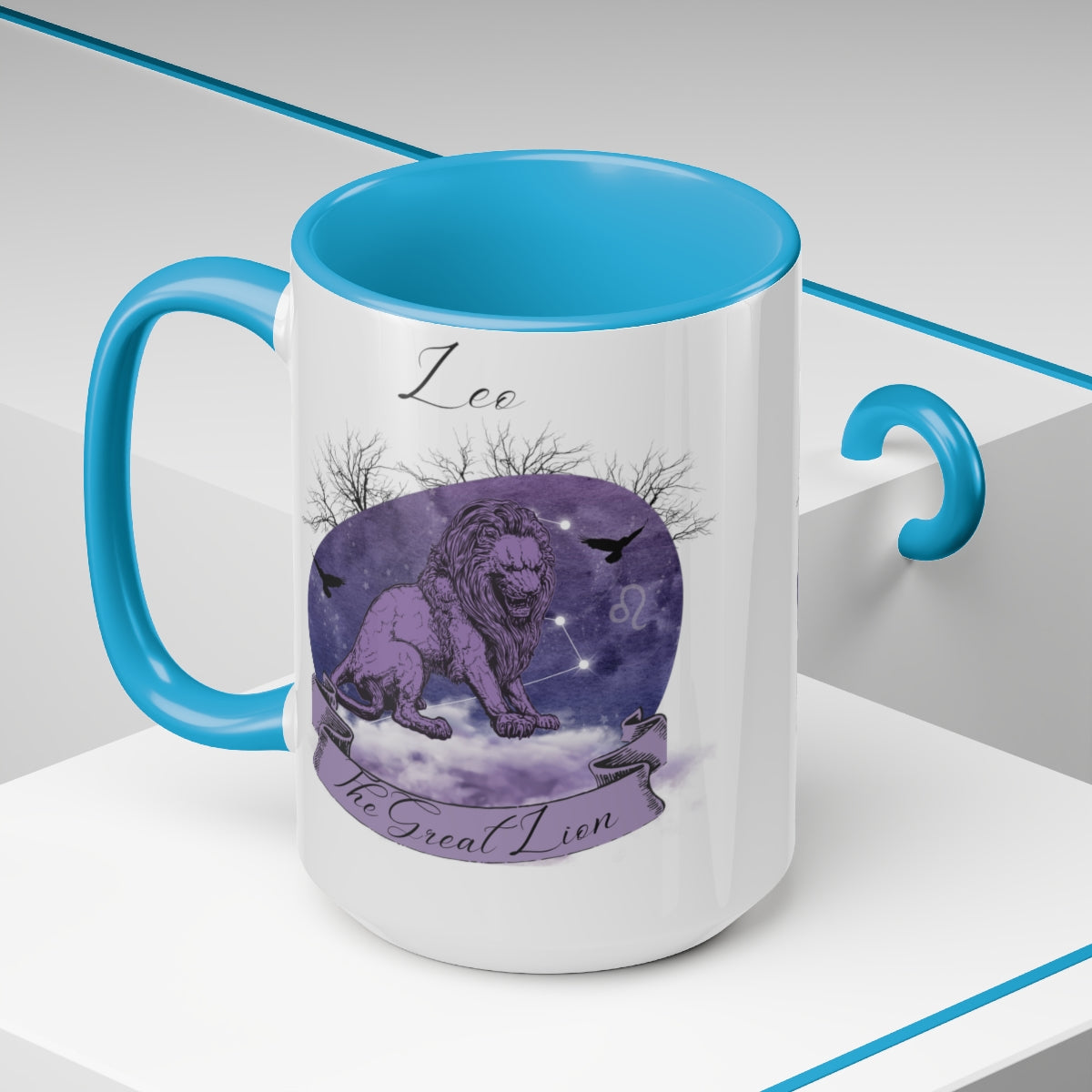 Leo Zodiac The Great Lion Two-Tone Coffee Mugs, 15oz