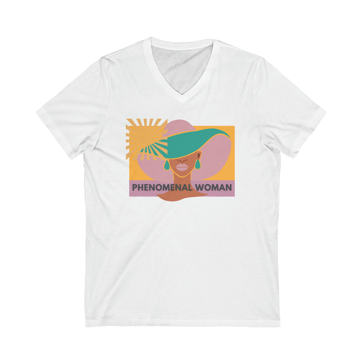 Phenomenal Woman Statement V Neck T Shirt | Graphic Phenomenal Woman Jersey Short Sleeve V-Neck Tee