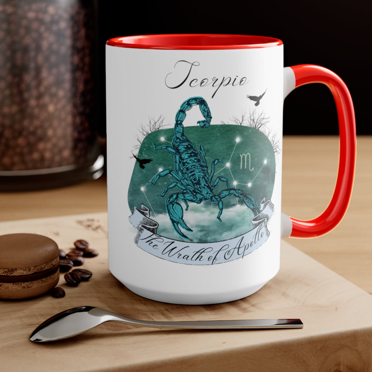 Scorpio Zodiac The Wrath of Apollo Two-Tone Coffee Mugs, 15oz