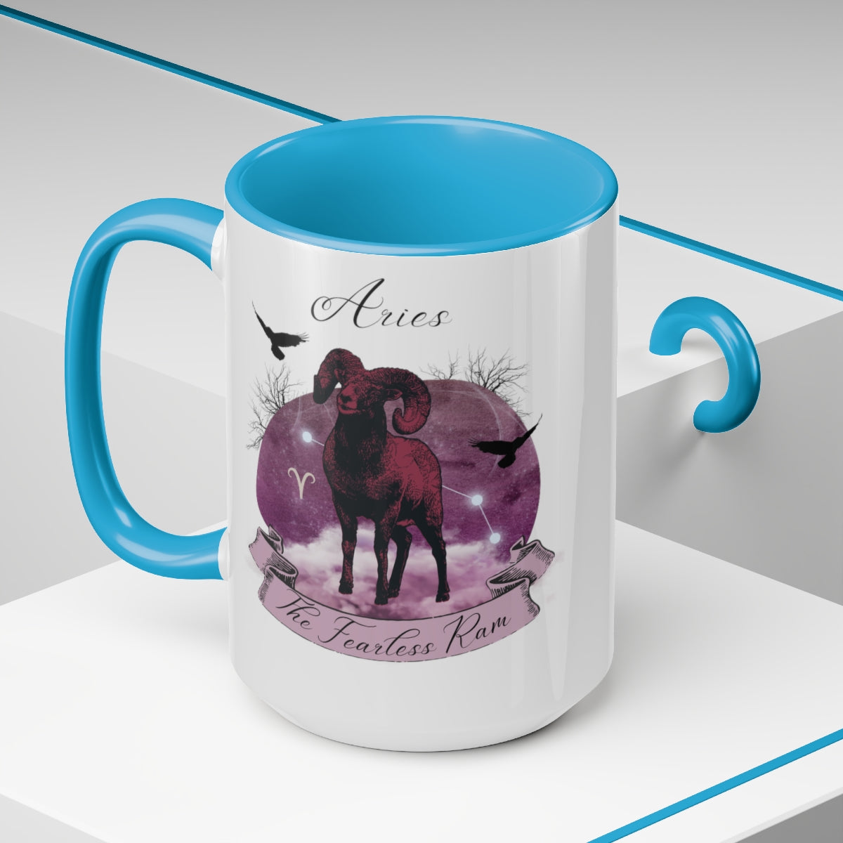 Aries Zodiac Two-Tone Coffee Mugs, 15oz