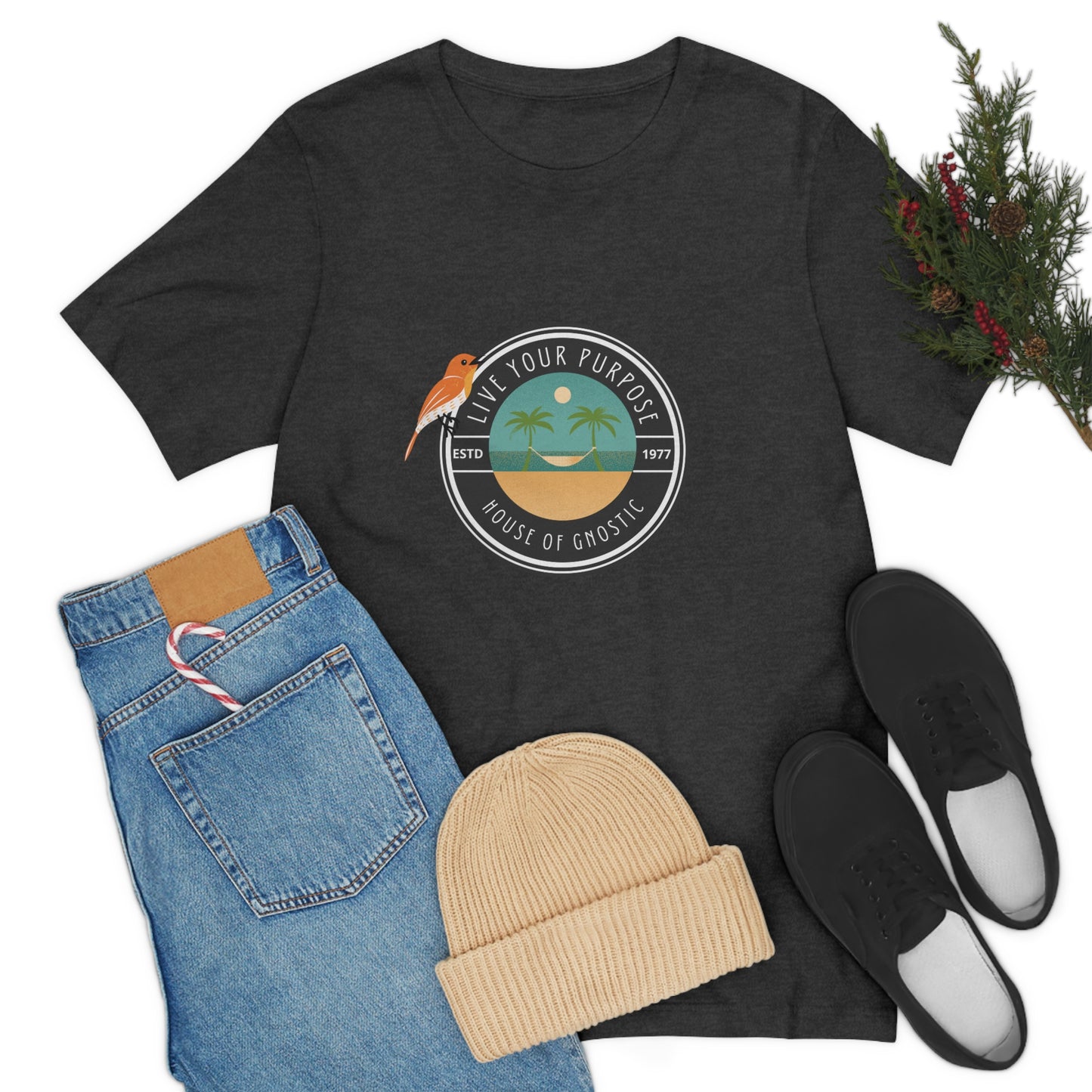Live Your Purpose Bird Beach Graphic Statement Crewneck House of Gnosic T Shirt Statement Tees