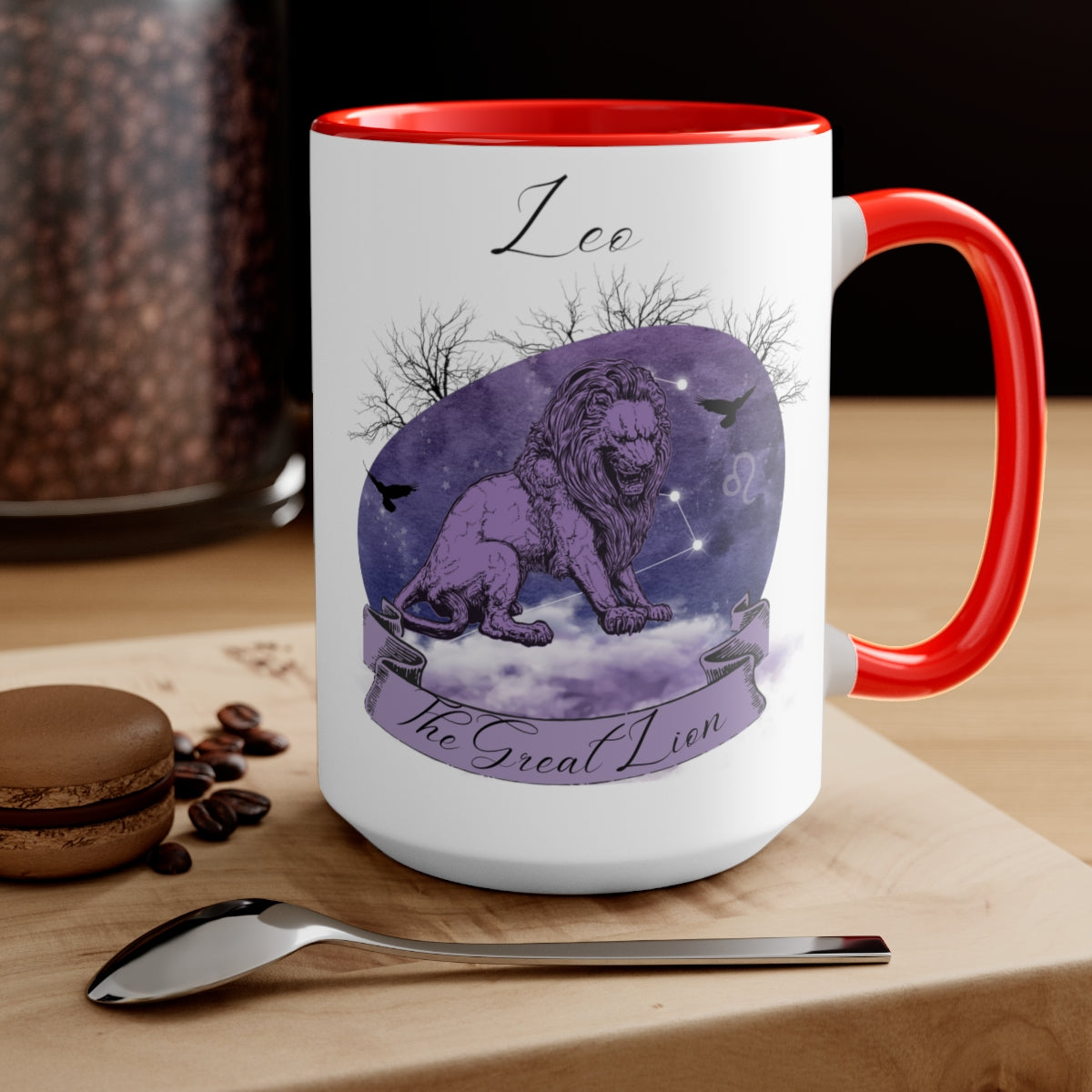 Leo Zodiac The Great Lion Two-Tone Coffee Mugs, 15oz