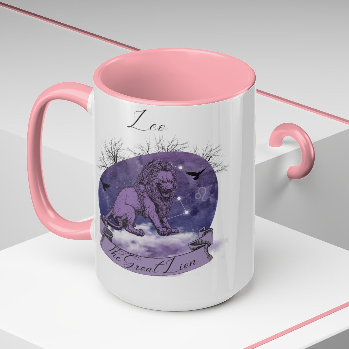 Leo Zodiac The Great Lion Two-Tone Coffee Mugs, 15oz