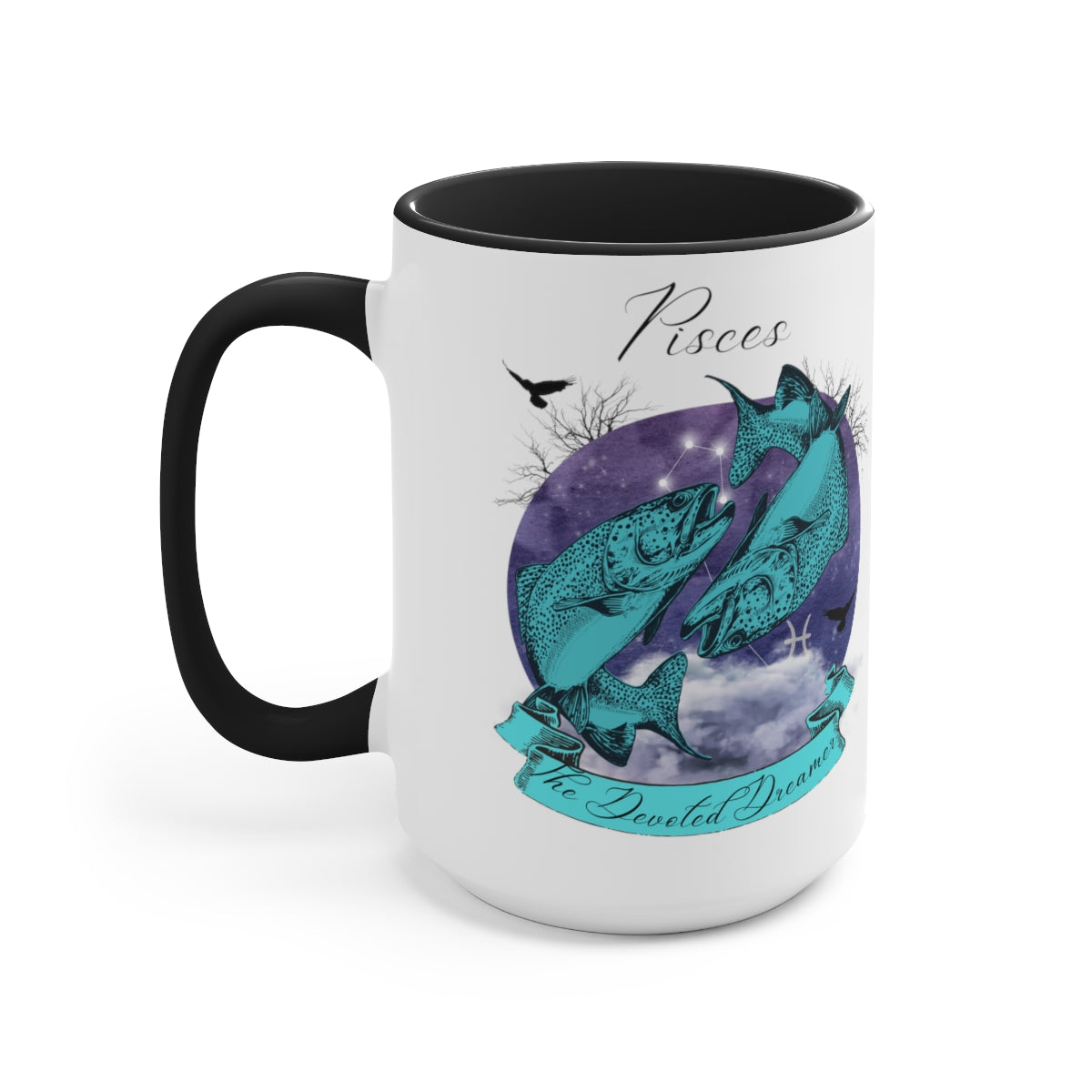 Pisces Zodiac The Devoted Dreamer Two-Tone Coffee Mugs, 15oz | Zodiac Gift Mugs