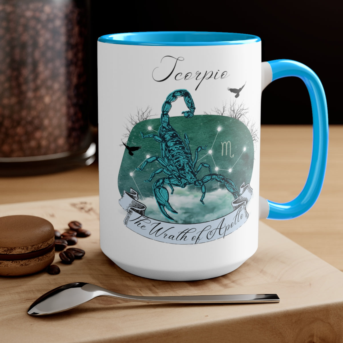 Scorpio Zodiac The Wrath of Apollo Two-Tone Coffee Mugs, 15oz