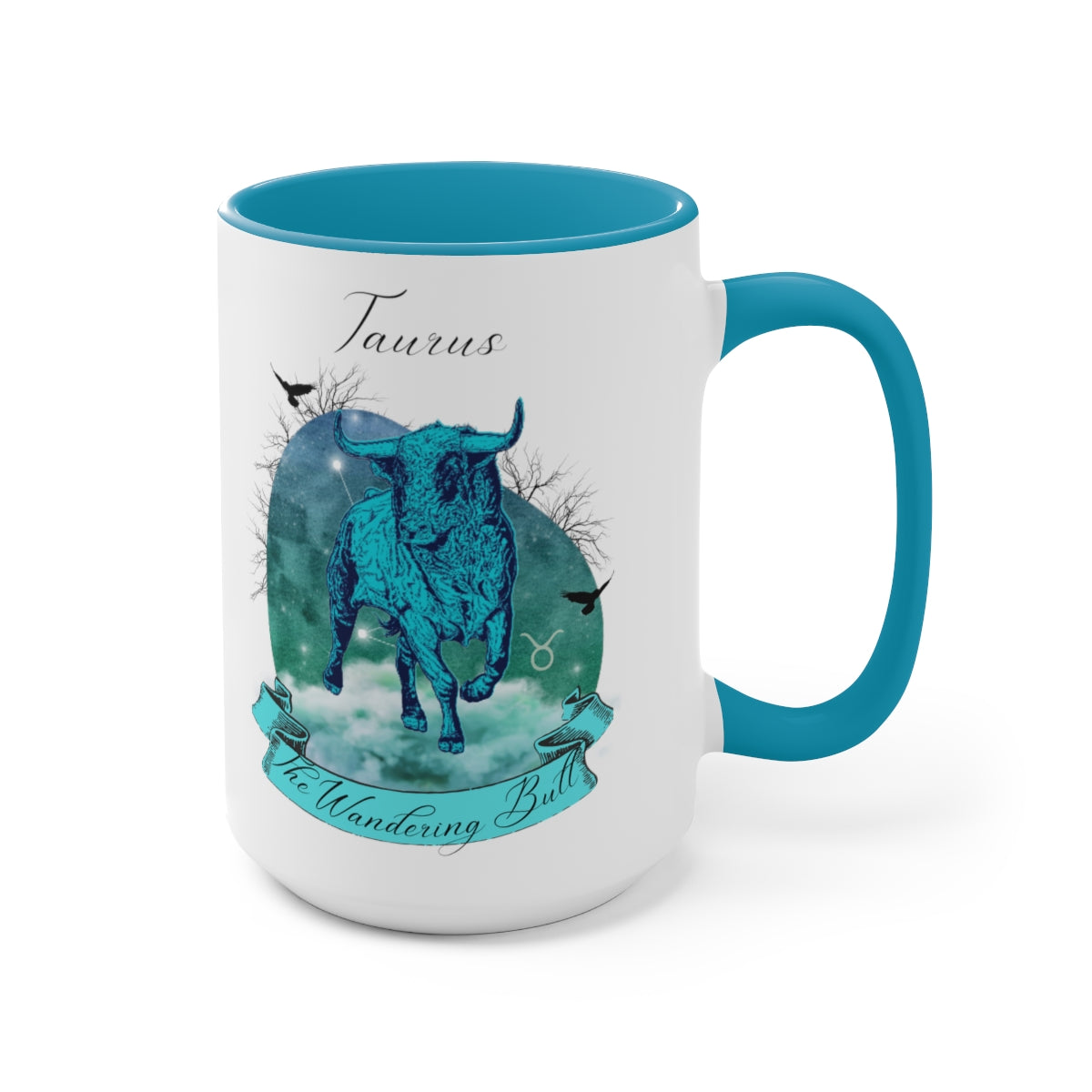 Taurus Zodiac The Wandering Bull Two-Tone Coffee Mugs, 15oz