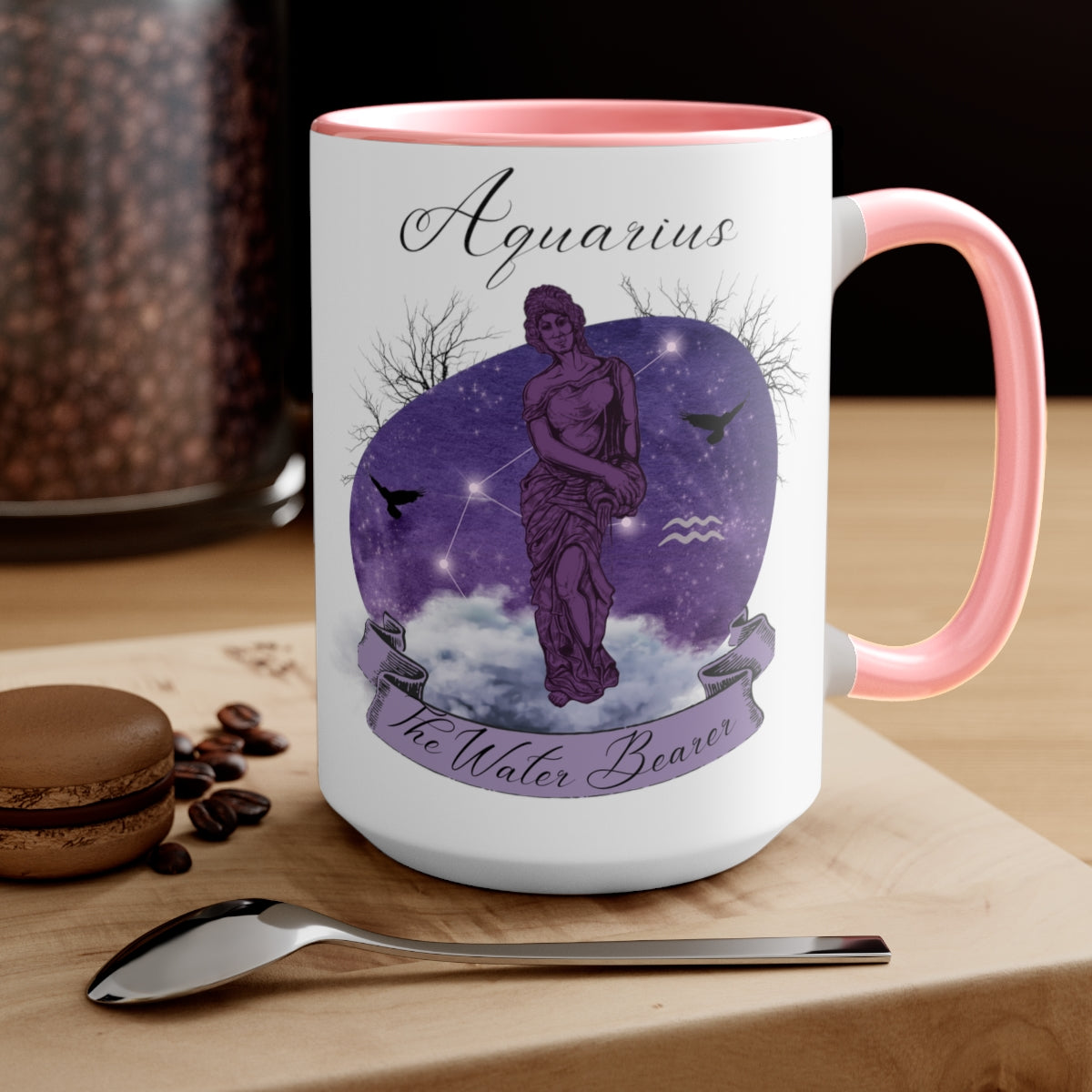 Aquarius Zodiac The Water Bearer Two-Tone Coffee Mugs, 15oz