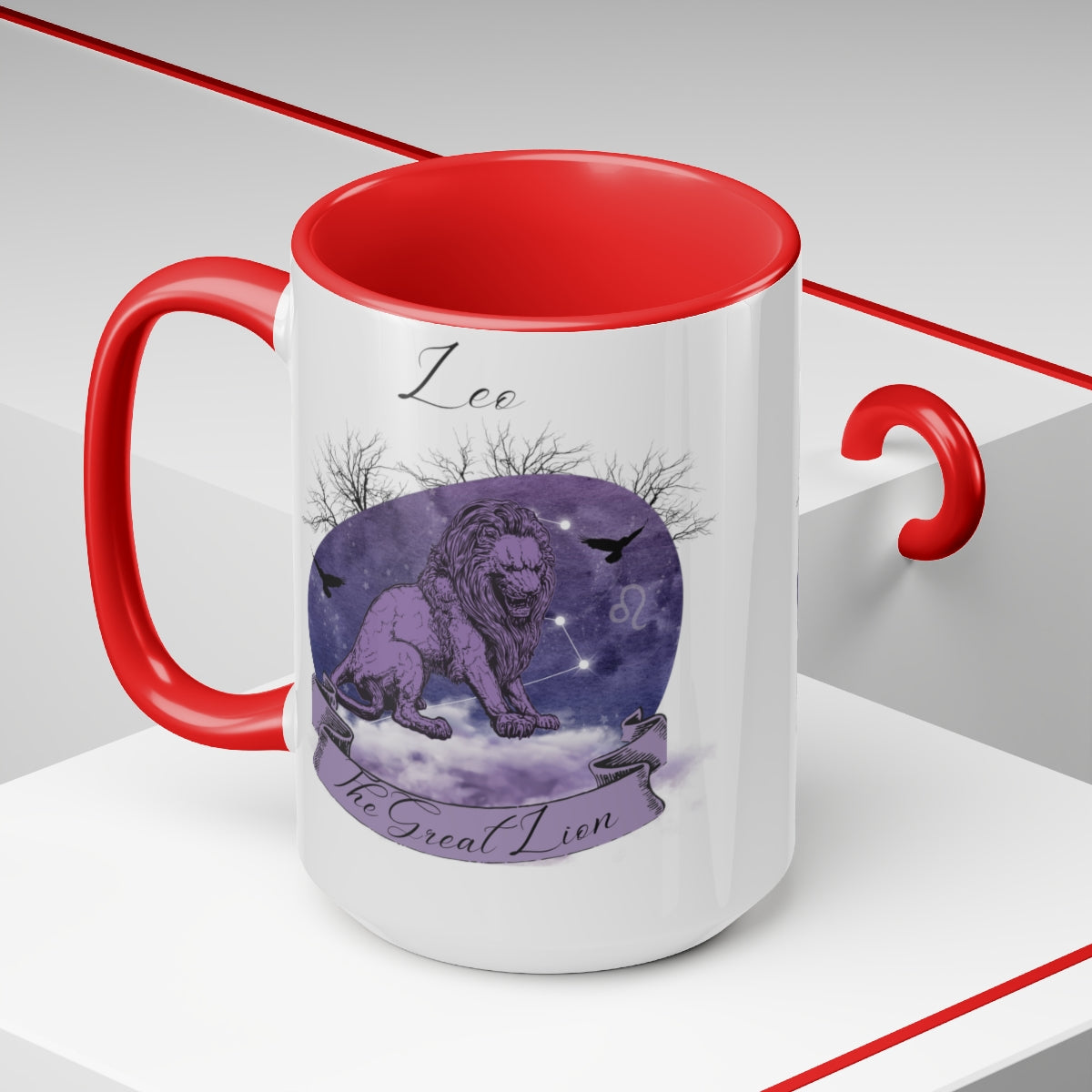 Leo Zodiac The Great Lion Two-Tone Coffee Mugs, 15oz