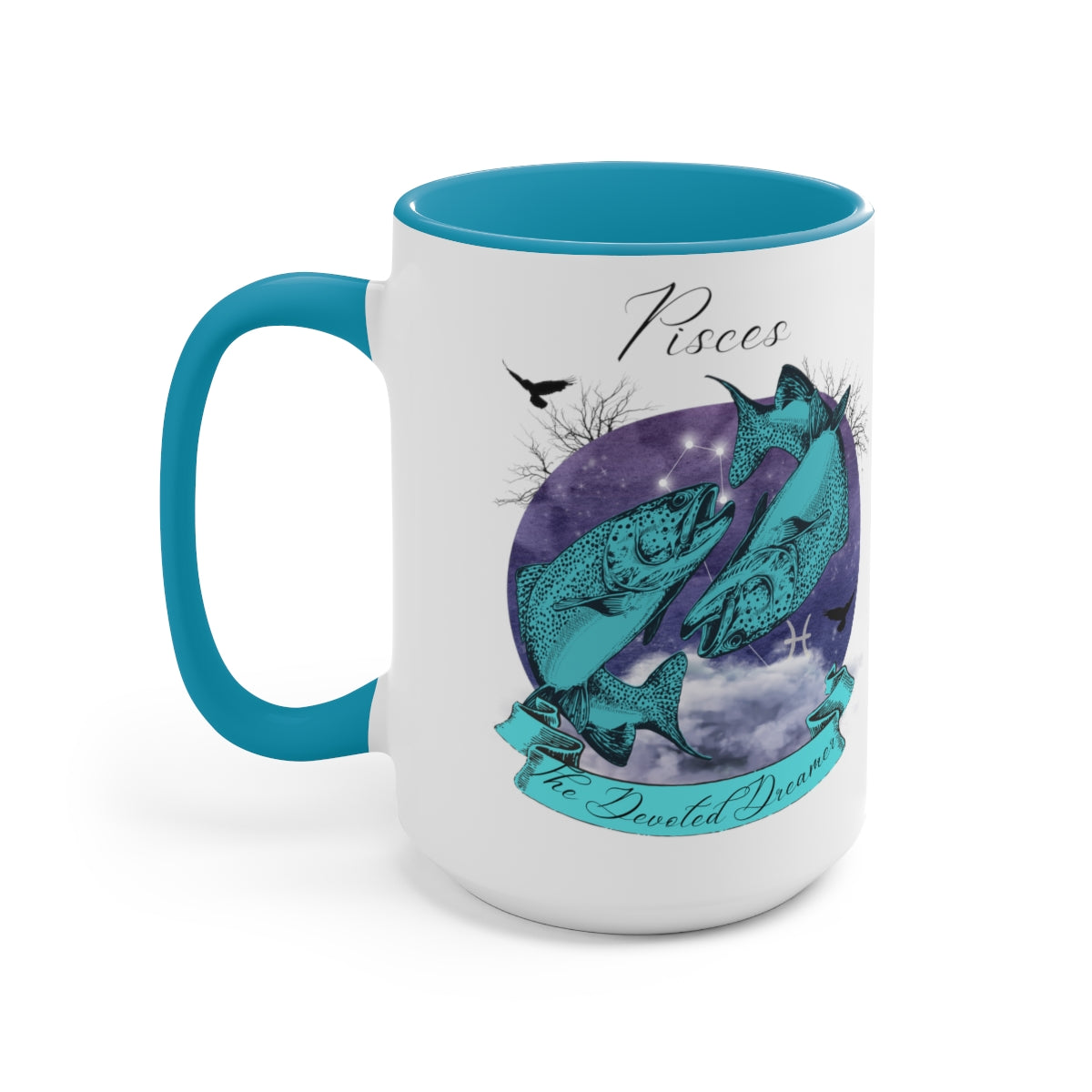 Pisces Zodiac The Devoted Dreamer Two-Tone Coffee Mugs, 15oz | Zodiac Gift Mugs