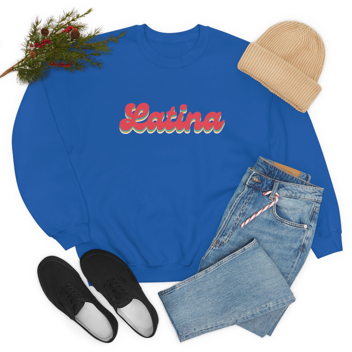 Latina Retro Crewneck Sweatshirt, Latina Shirts, Latina Sweatshirts, Hispanic Women, Latina Women, Snazzy Latina Top