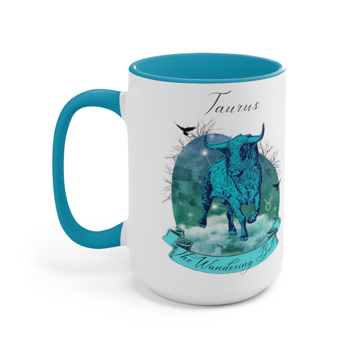 Taurus Zodiac The Wandering Bull Two-Tone Coffee Mugs, 15oz