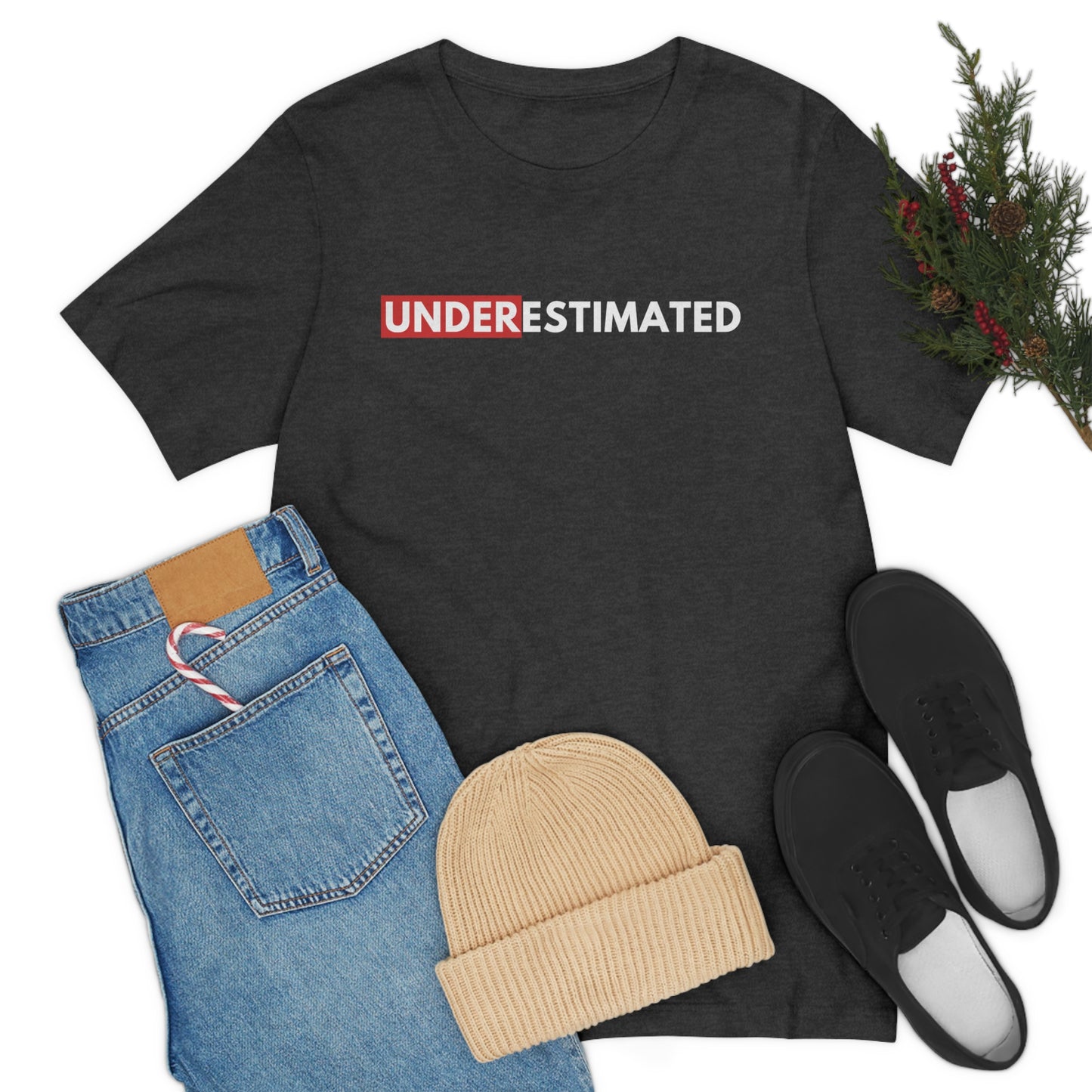 Under Estimated Statement Shirt Red Rectangle T Shirt Statement Tees