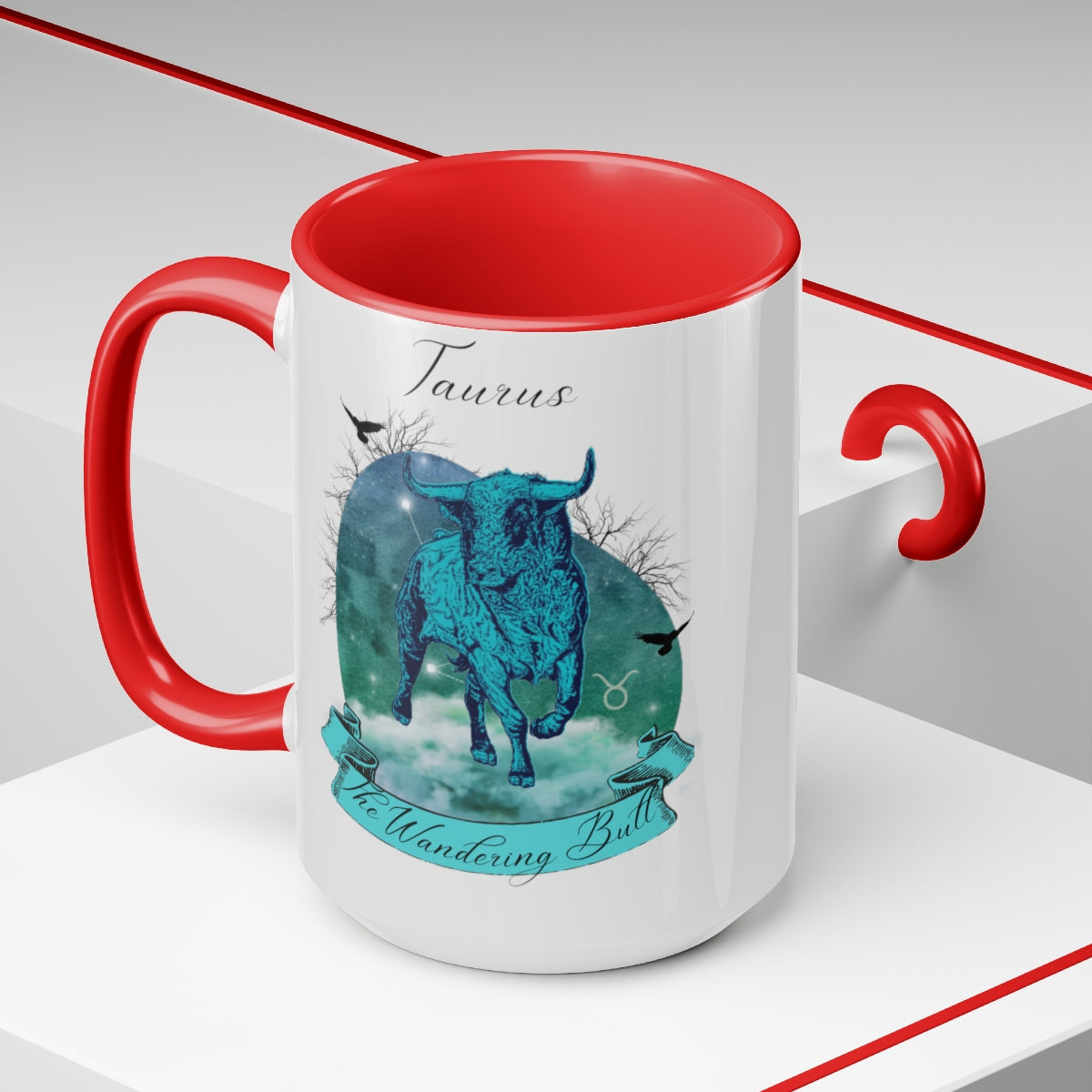 Taurus Zodiac The Wandering Bull Two-Tone Coffee Mugs, 15oz