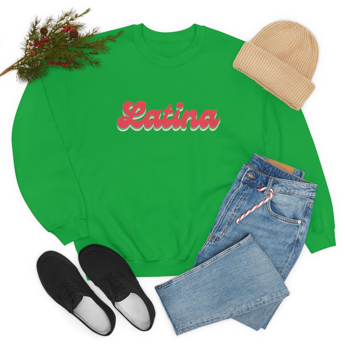 Latina Retro Crewneck Sweatshirt, Latina Shirts, Latina Sweatshirts, Hispanic Women, Latina Women, Snazzy Latina Top