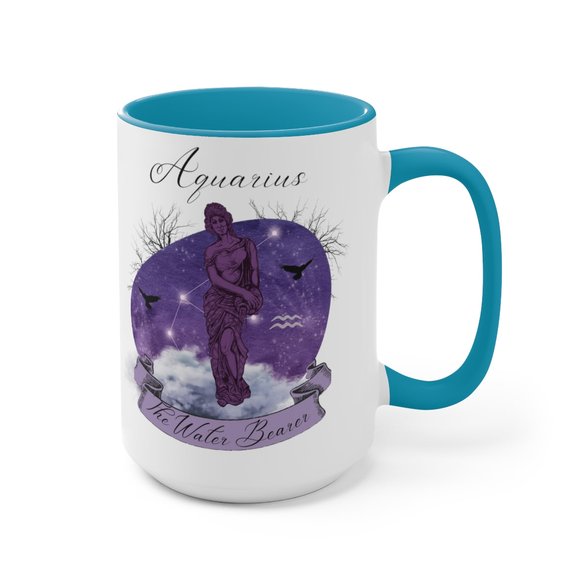 Aquarius Zodiac The Water Bearer Two-Tone Coffee Mugs, 15oz