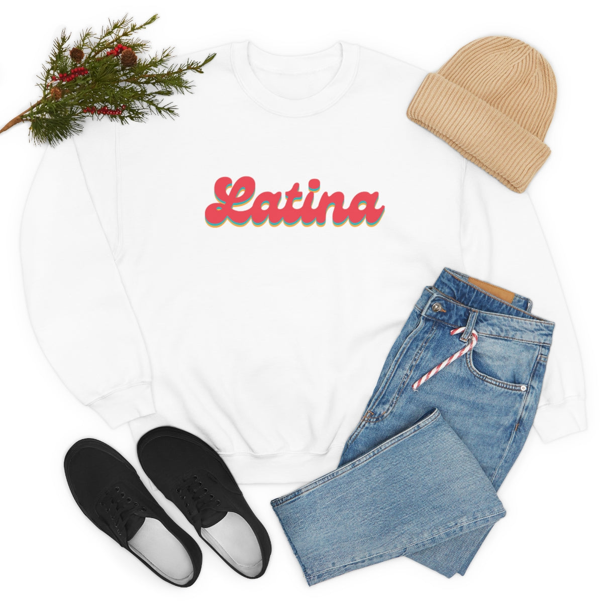 Latina Retro Crewneck Sweatshirt, Latina Shirts, Latina Sweatshirts, Hispanic Women, Latina Women, Snazzy Latina Top