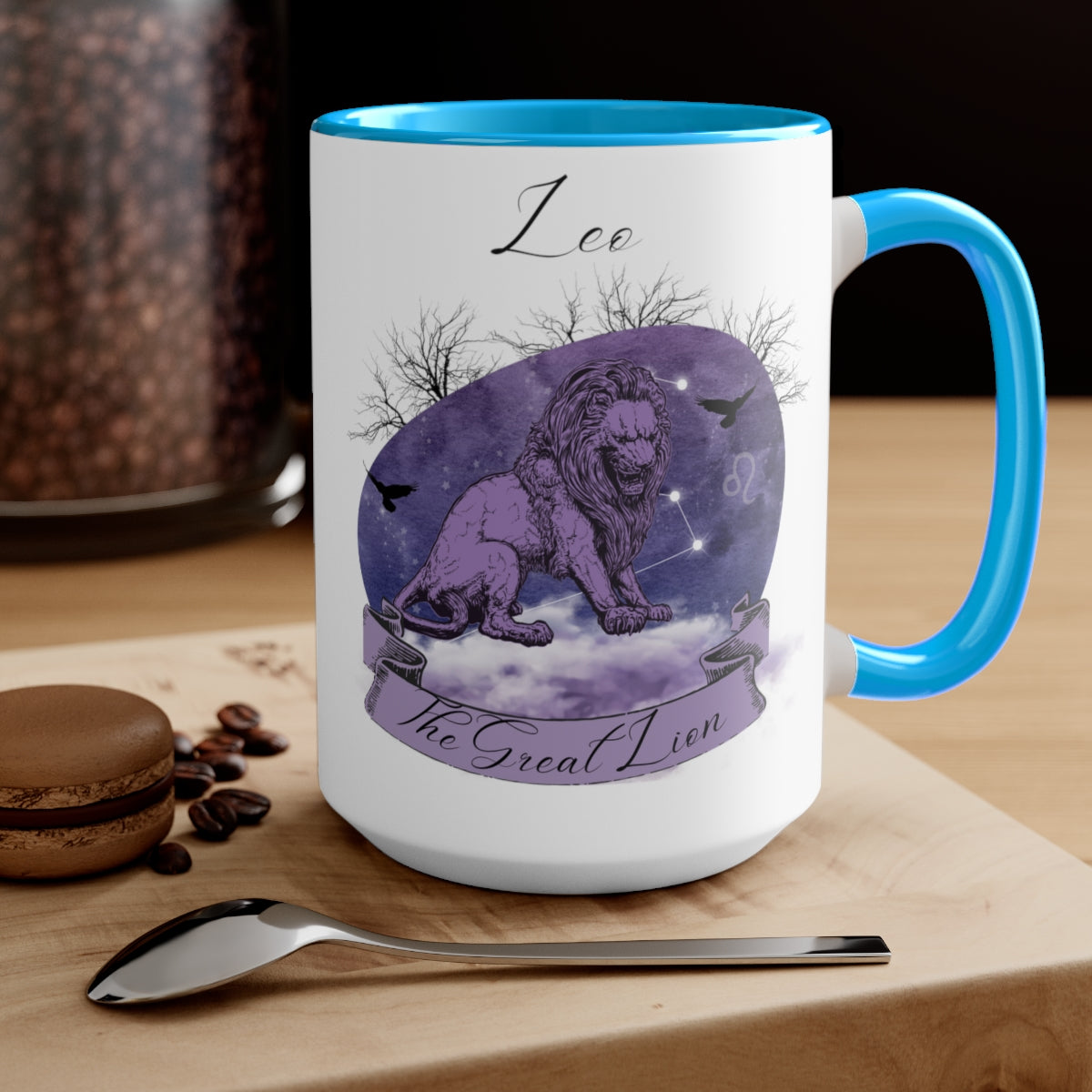 Leo Zodiac The Great Lion Two-Tone Coffee Mugs, 15oz