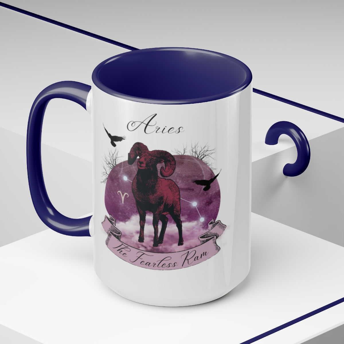 Aries Zodiac Two-Tone Coffee Mugs, 15oz