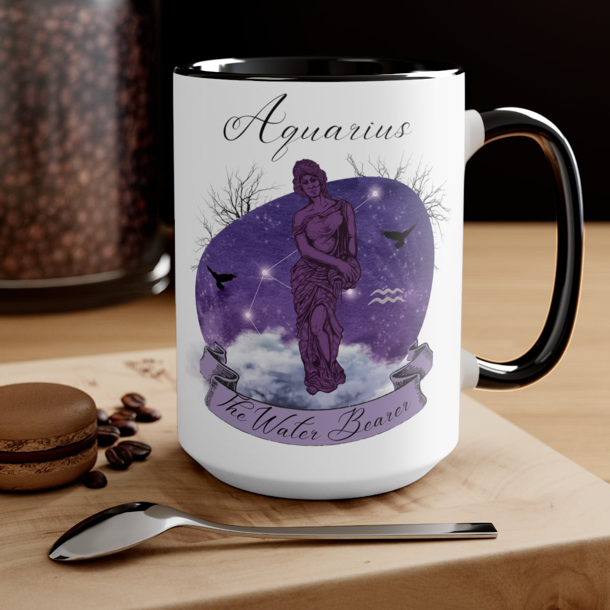 Aquarius Zodiac The Water Bearer Two-Tone Coffee Mugs, 15oz