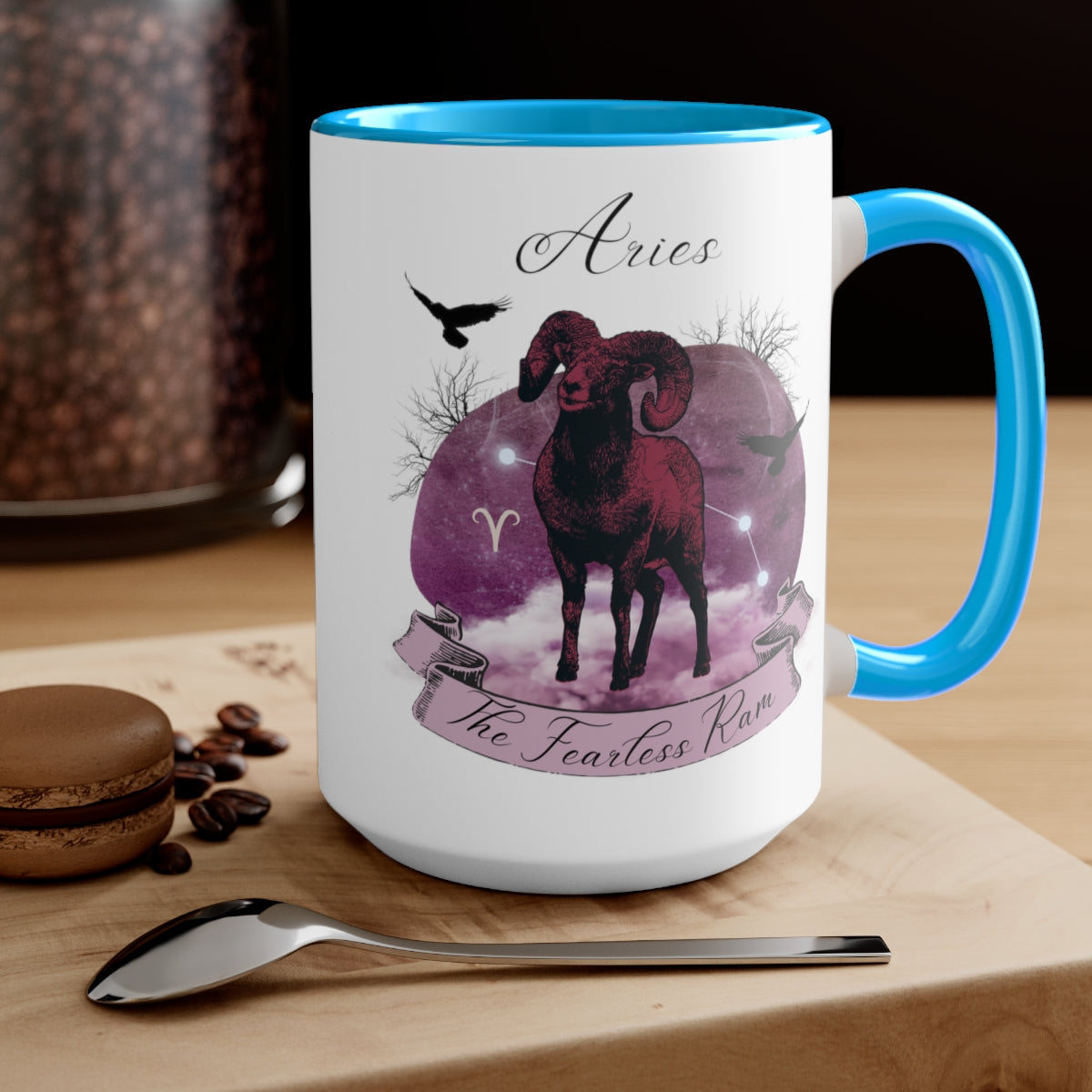 Aries Zodiac Two-Tone Coffee Mugs, 15oz