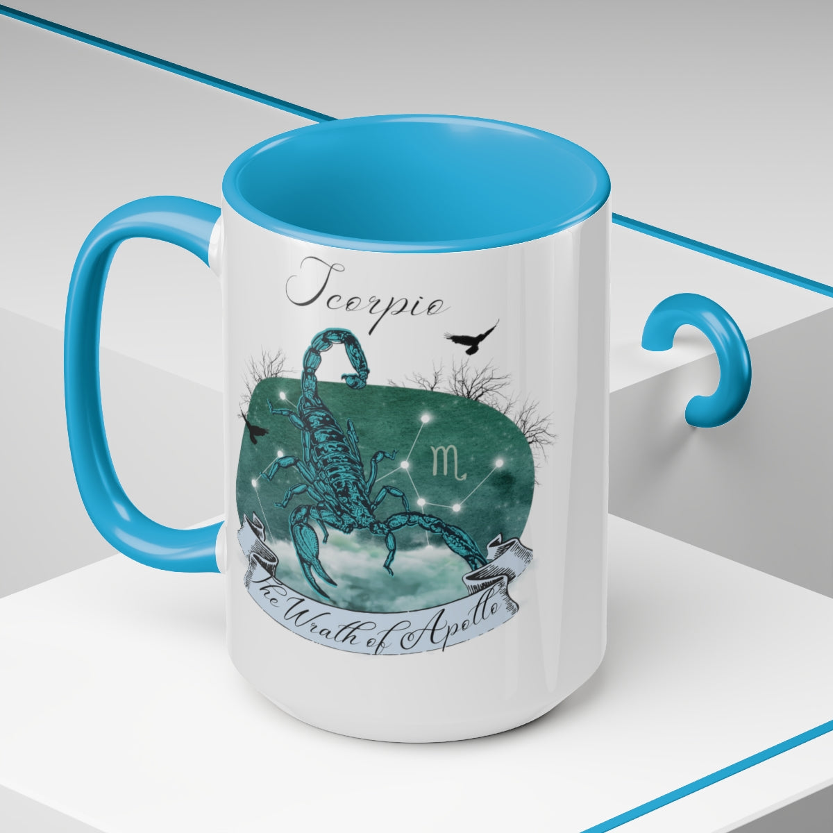 Scorpio Zodiac The Wrath of Apollo Two-Tone Coffee Mugs, 15oz
