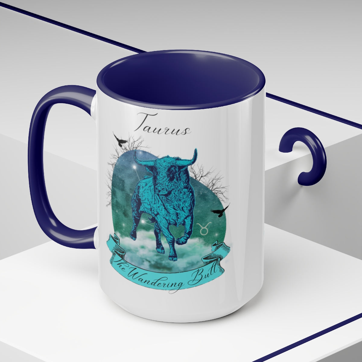 Taurus Zodiac The Wandering Bull Two-Tone Coffee Mugs, 15oz