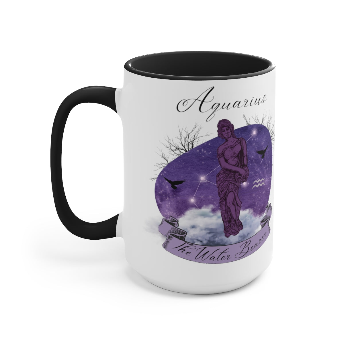Aquarius Zodiac The Water Bearer Two-Tone Coffee Mugs, 15oz