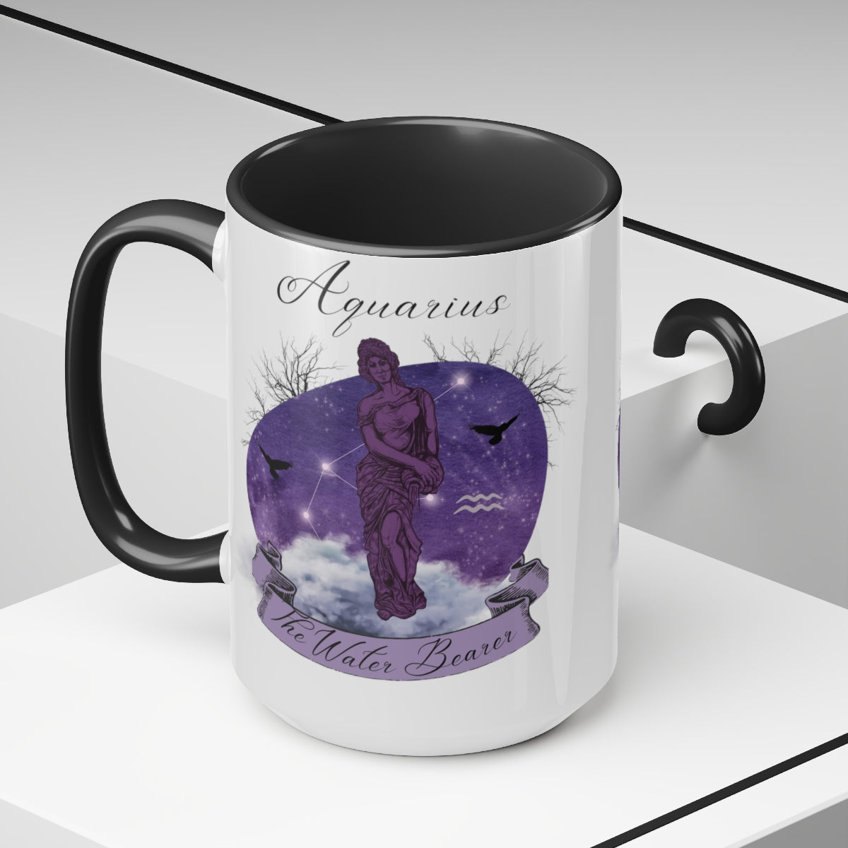 Aquarius Zodiac The Water Bearer Two-Tone Coffee Mugs, 15oz