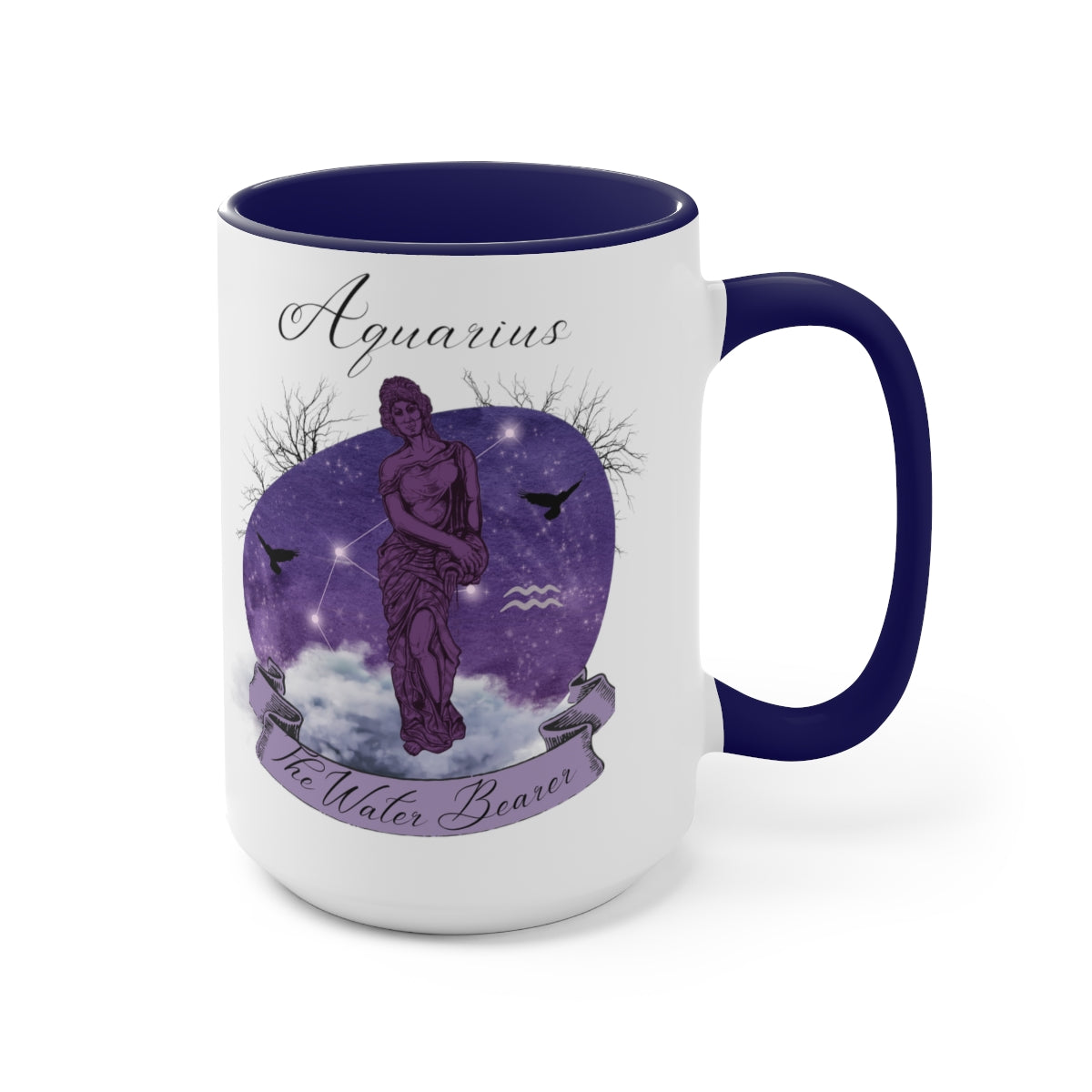 Aquarius Zodiac The Water Bearer Two-Tone Coffee Mugs, 15oz