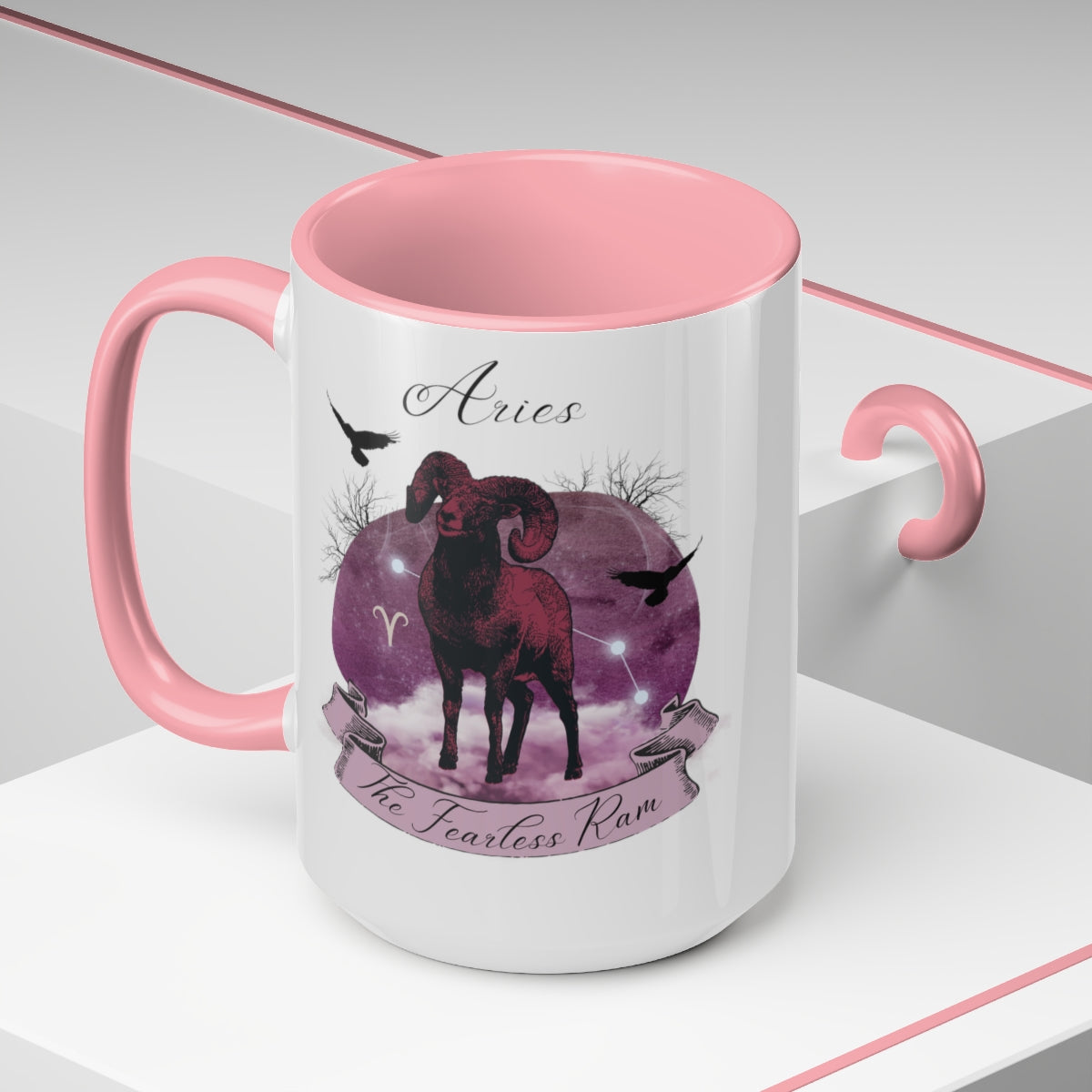 Aries Zodiac Two-Tone Coffee Mugs, 15oz
