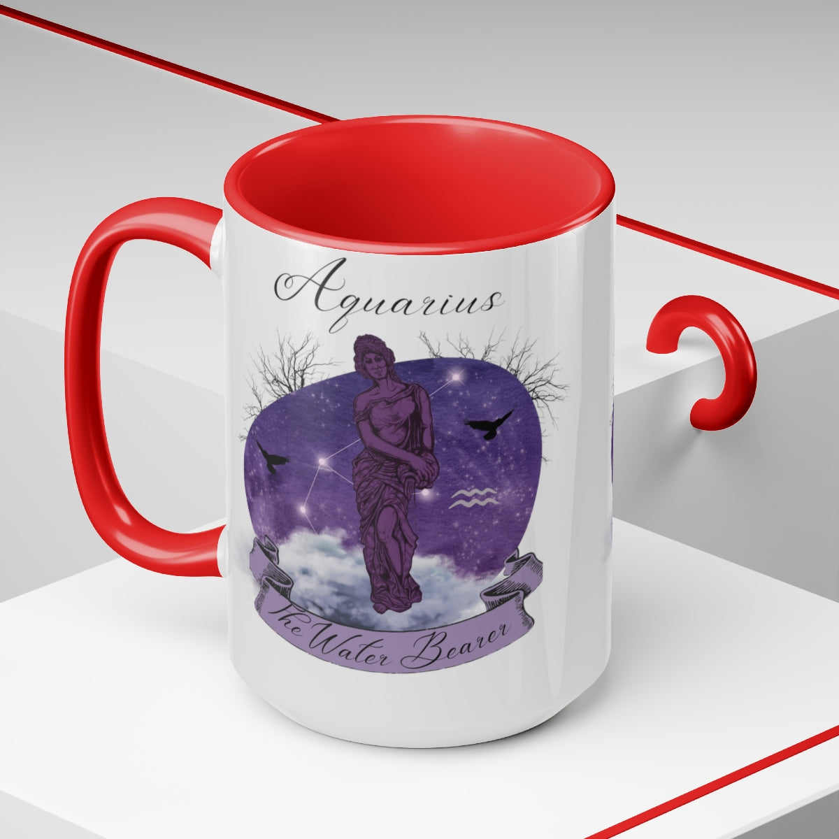 Aquarius Zodiac The Water Bearer Two-Tone Coffee Mugs, 15oz