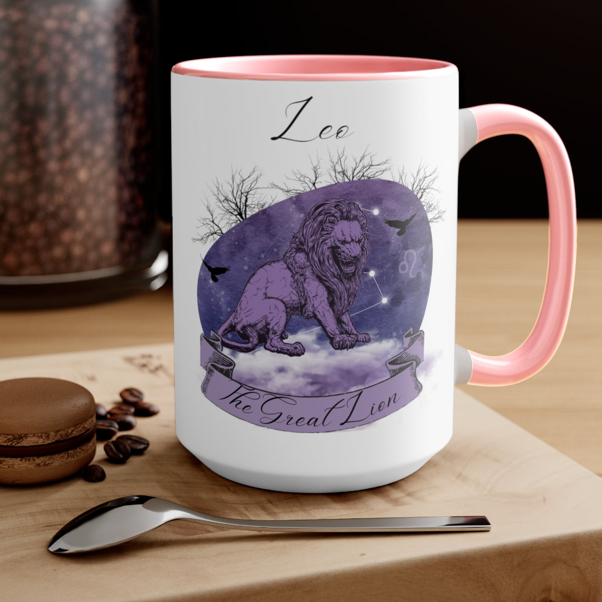 Leo Zodiac The Great Lion Two-Tone Coffee Mugs, 15oz
