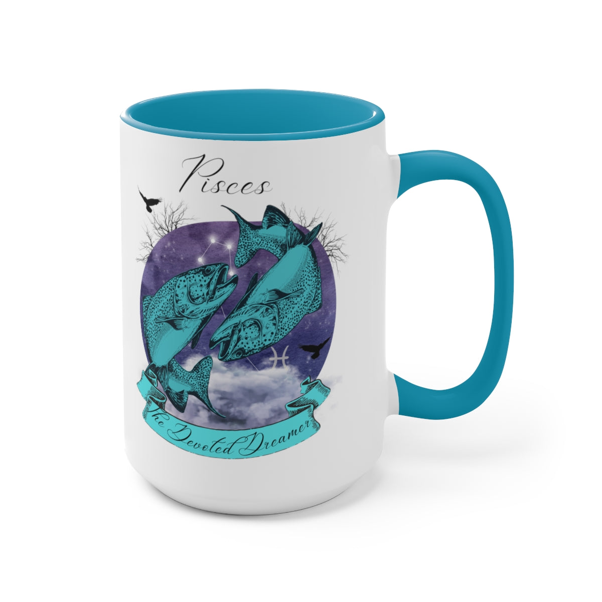 Pisces Zodiac The Devoted Dreamer Two-Tone Coffee Mugs, 15oz | Zodiac Gift Mugs