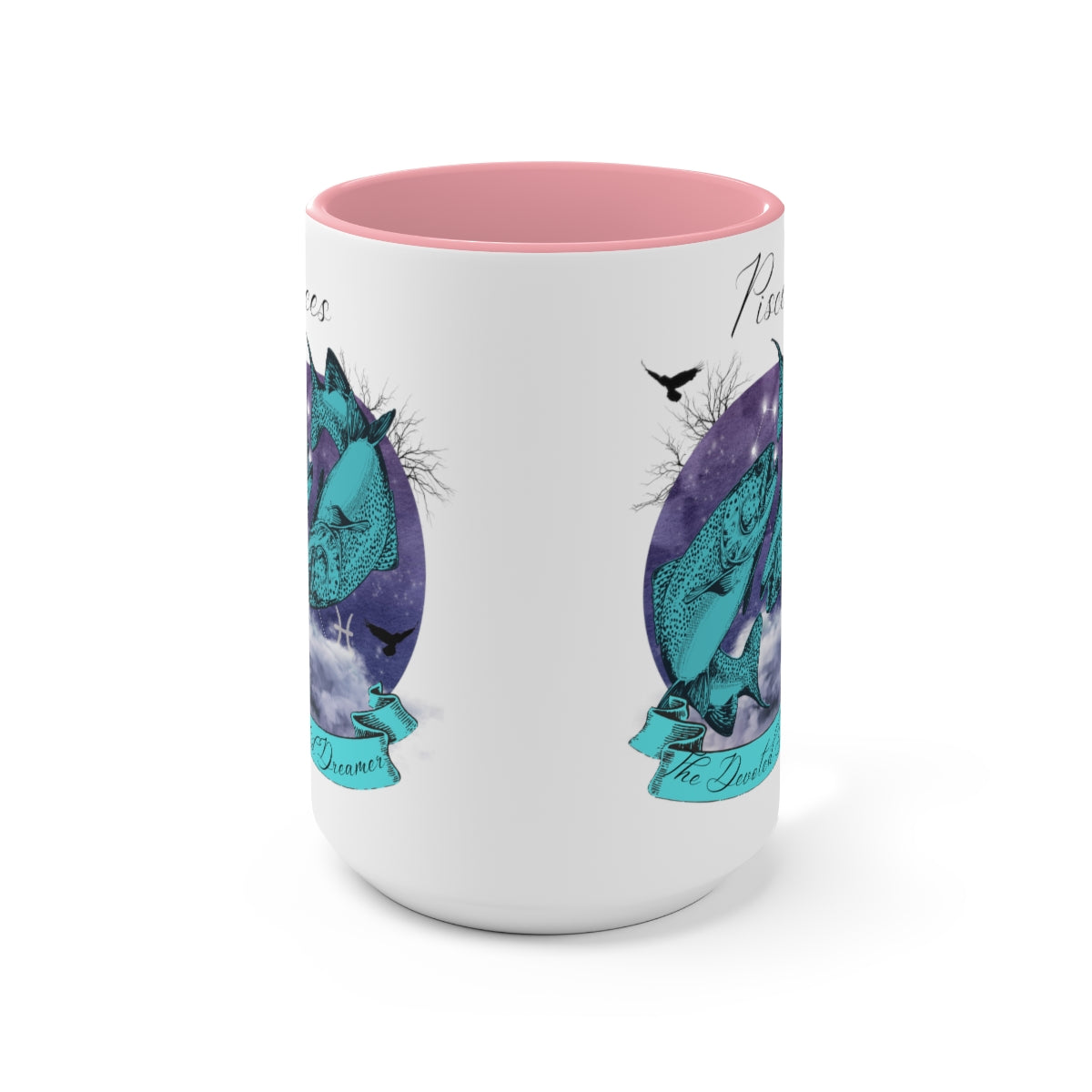 Pisces Zodiac The Devoted Dreamer Two-Tone Coffee Mugs, 15oz | Zodiac Gift Mugs