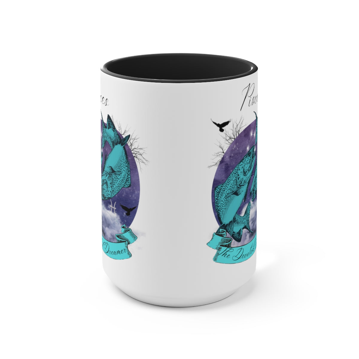 Pisces Zodiac The Devoted Dreamer Two-Tone Coffee Mugs, 15oz | Zodiac Gift Mugs