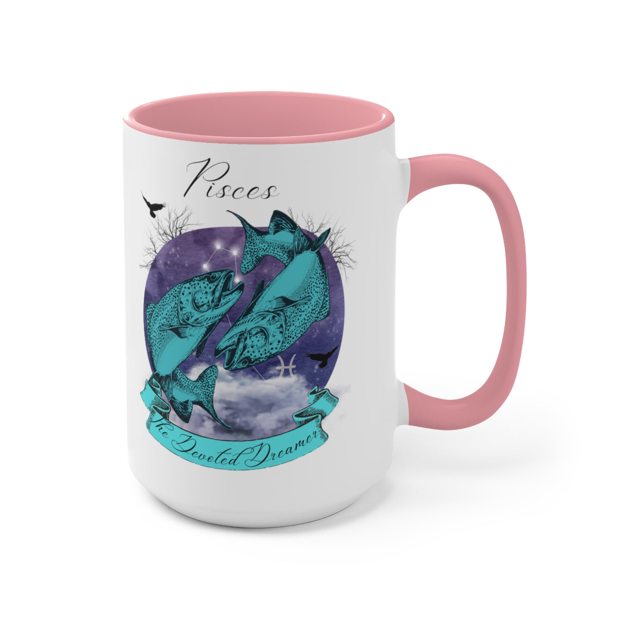 Pisces Zodiac The Devoted Dreamer Two-Tone Coffee Mugs, 15oz | Zodiac Gift Mugs
