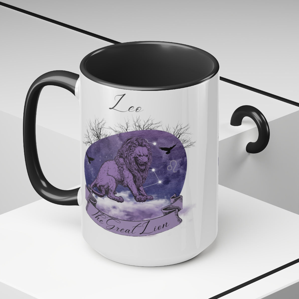 Leo Zodiac The Great Lion Two-Tone Coffee Mugs, 15oz