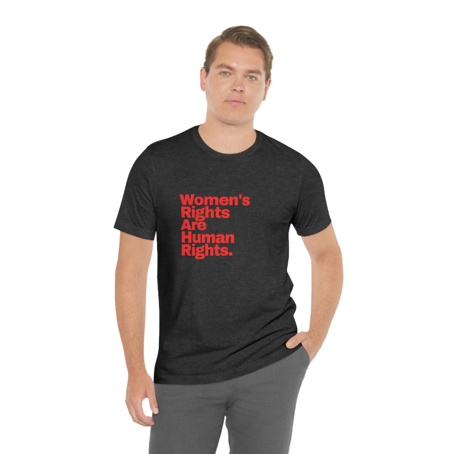 Dope Women's Rights Are Human Rights in Red Font T Shirt. Period