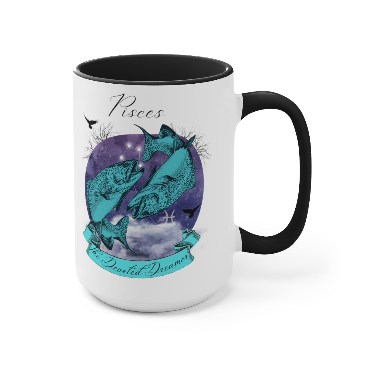 Pisces Zodiac The Devoted Dreamer Two-Tone Coffee Mugs, 15oz | Zodiac Gift Mugs
