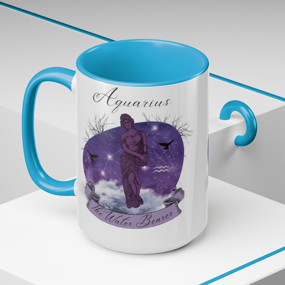 Aquarius Zodiac The Water Bearer Two-Tone Coffee Mugs, 15oz