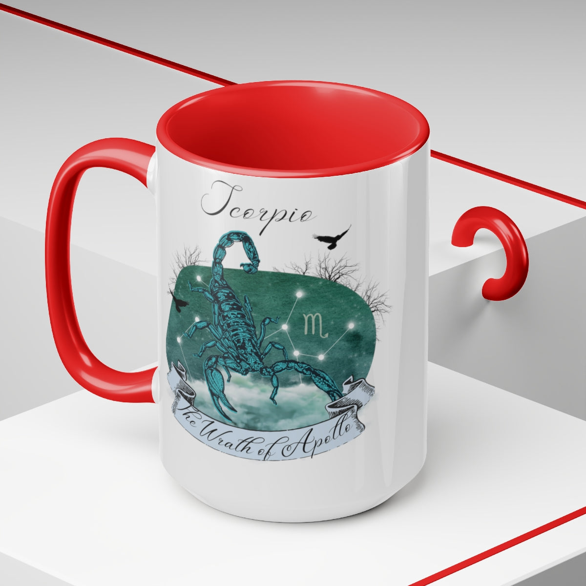Scorpio Zodiac The Wrath of Apollo Two-Tone Coffee Mugs, 15oz