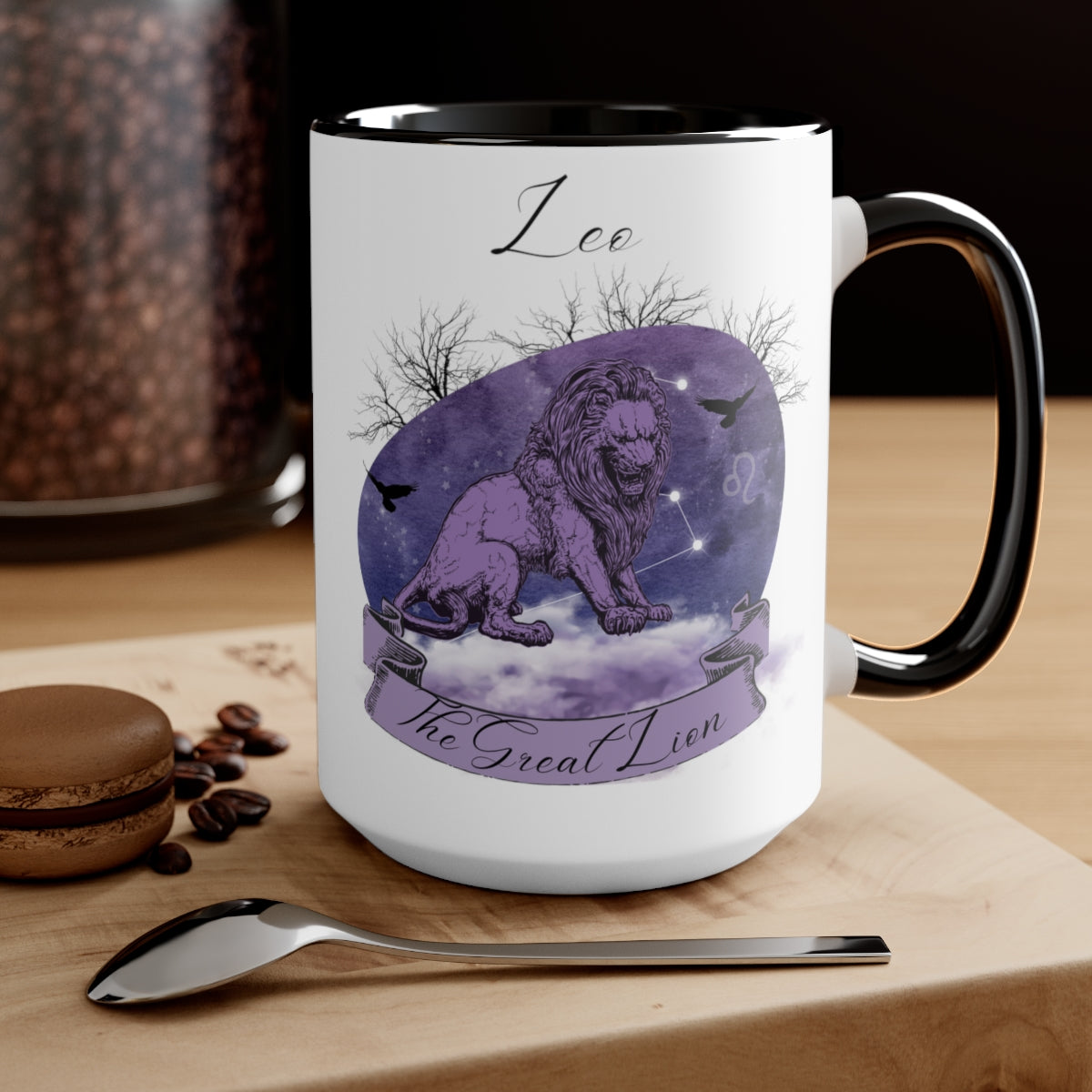 Leo Zodiac The Great Lion Two-Tone Coffee Mugs, 15oz