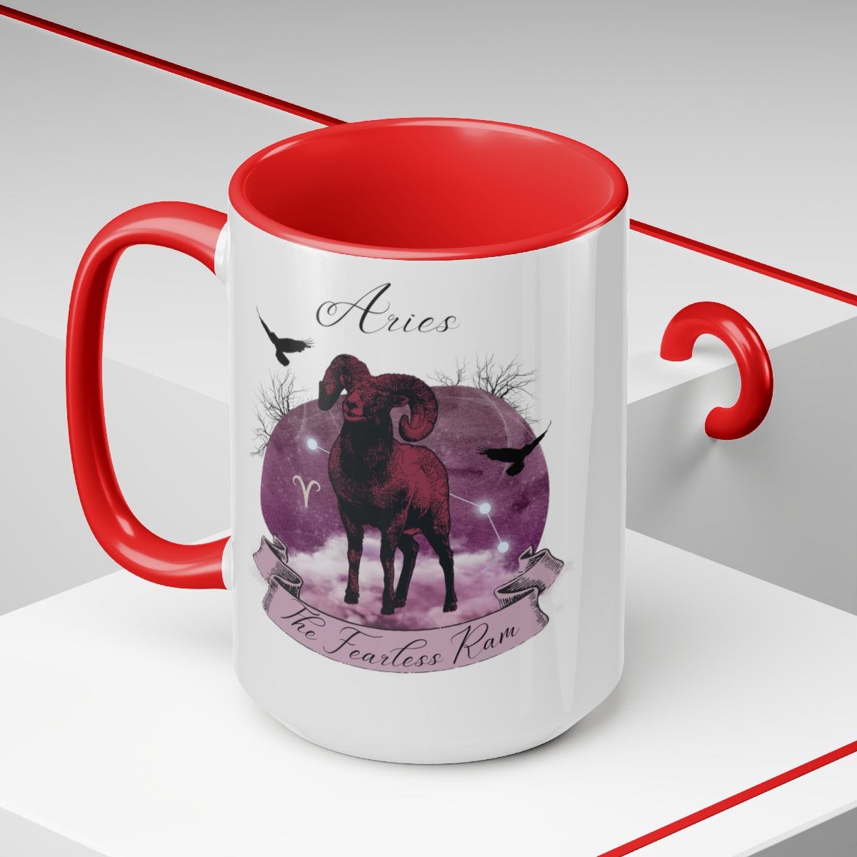 Aries Zodiac Two-Tone Coffee Mugs, 15oz
