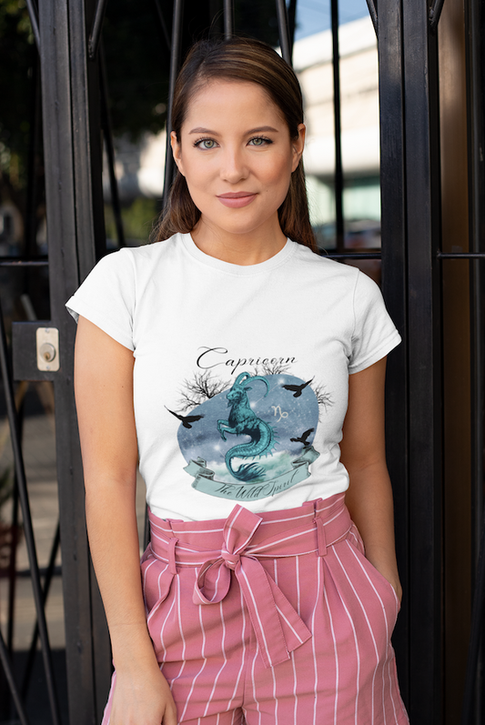 Zodiac Capricorn The Wild Spirit Zodiac Sign Astrology T Shirt | Unisex Jersey Short Sleeve Tee