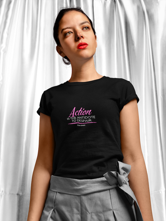 Joan Baez Motivational T Shirts, Action is the Antidote to Despair Quote Shirt, Positive Sayings, Quotes on T Shirts, Unisex