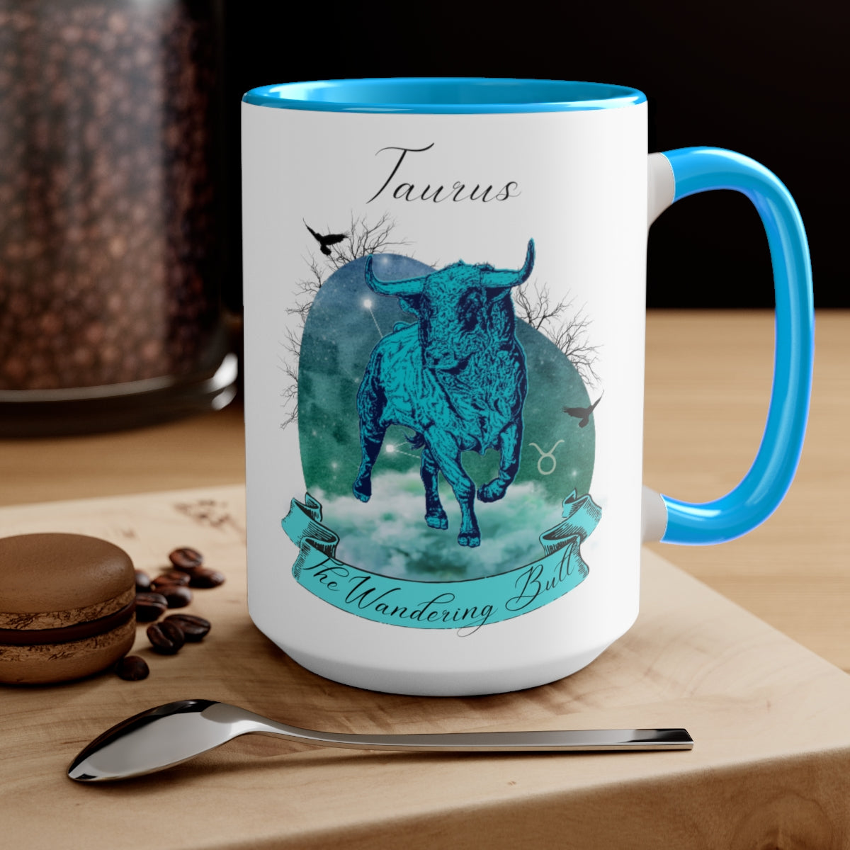 Taurus Zodiac The Wandering Bull Two-Tone Coffee Mugs, 15oz