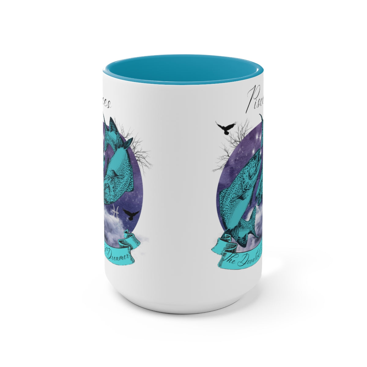 Pisces Zodiac The Devoted Dreamer Two-Tone Coffee Mugs, 15oz | Zodiac Gift Mugs