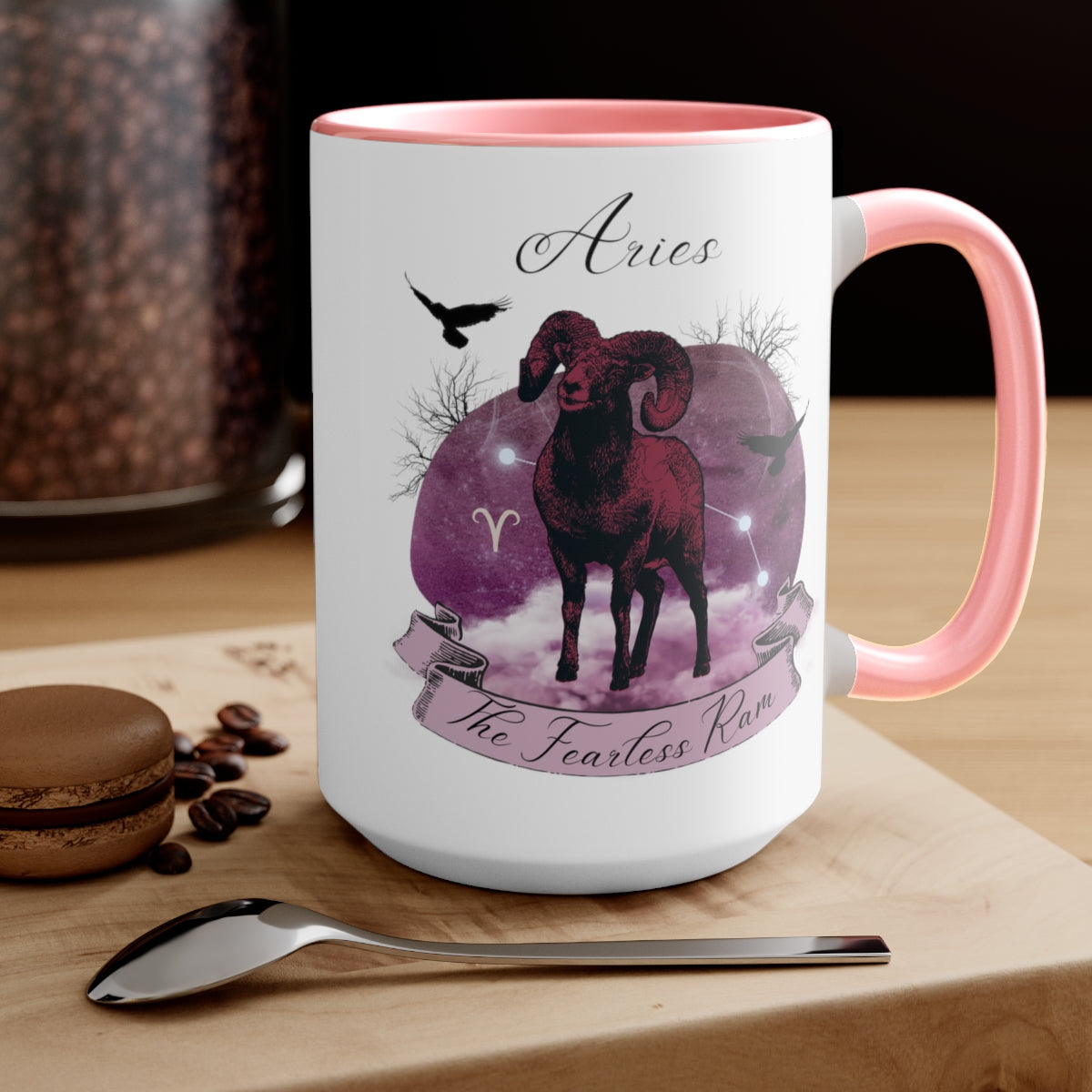 Aries Zodiac Two-Tone Coffee Mugs, 15oz